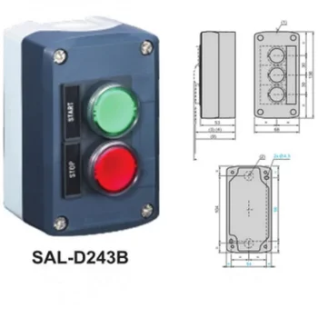 1шт водонепроницаемый блок управления кнопочный переключатель станции SAL (LA68H-D XAL)-D243B 1 кнопка с красным светодиодом, другая с зеленым светодиодом