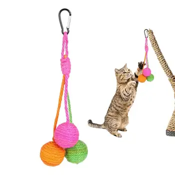 Кошачий шарик из Сизаля, игрушка для котенка, Сизалевый шарик, Жевательный Интерактивный Кошачий шарик из сизалевой веревки, Кошачий шарик, Катящийся Шарик, Игрушка для царапин, игрушка для кошек для