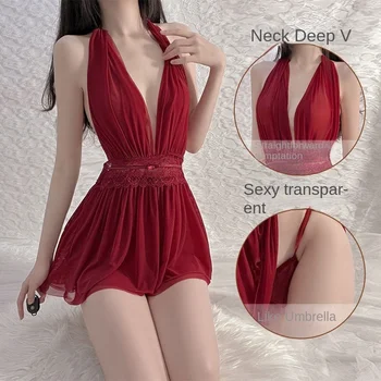 Сексуальная пижама женская с глубоким V-образным вырезом Maid Mesh T-Back Pure Desire Сексуальное женское белье