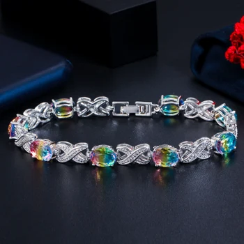 Уникальный браслет-цепочка с кристаллами радужного кубического циркония ThreeGraces для женщин, новые модные украшения для вечеринок, аксессуары BR354