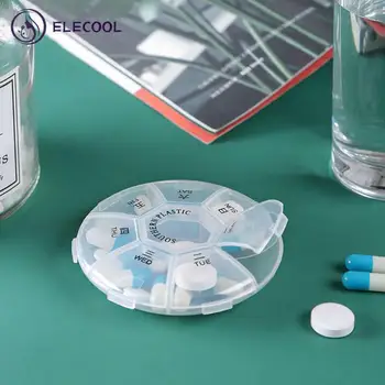 Маленькая прозрачная Еженедельная коробка для таблеток, 7 Сеток, Ящик для хранения, Органайзер для лекарств, Дозатор таблеток, Разветвители для путешествий