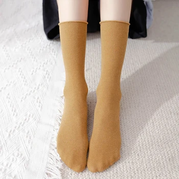 1 пара зимних теплых носков, шерстяные носки, однотонные носки, осенние спортивные чулки, женские чулки