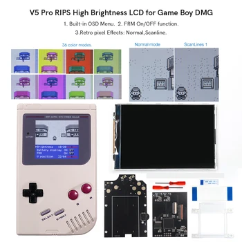 Pro V5 GBO IPS Комплекты ЖК-подсветки с 36 цветными модулями для замены экрана для Game Boy Корпус GBO/DMG в виде ракушки