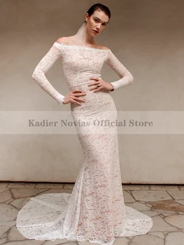 Свадебные платья KADIER NOVIAS с длинными рукавами, русалка, кружевное платье в стиле бохо, 2023, женское свадебное платье с открытыми плечами, Vestidos De Novia