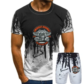 Байкерская футболка Мотоциклетная V-Twin Route66, Американские Шоссейные Летние Мужские футболки С принтом, Модная Тонкая футболка С круглым вырезом И коротким рукавом