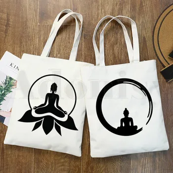 Сумки для йоги в стиле ретро Будды Намасте, сумки через плечо, повседневная сумка для покупок, женская элегантная холщовая сумка
