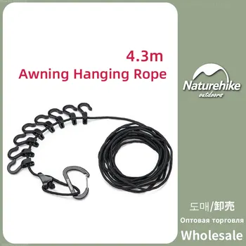 Веревка для подвешивания на открытом воздухе Naturehike 4,3 м, Многофункциональная бельевая веревка, Регулируемый нескользящий тент, аксессуары для кемпинга