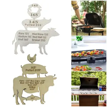 Металлическая таблица температуры мяса животных, Новая креативная Внутренняя температура из дерева, Время приготовления, форма животного, Наклейки для приготовления пищи, Кухня