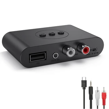 Аудиоприемник Bluetooth 5.2 NFC USB Флэш-Накопитель RCA 3,5 мм AUX USB Стерео Музыкальный Беспроводной Адаптер с Микрофоном