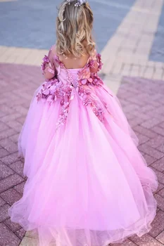 Платье для девочки с цветочным узором, Великолепная Цветочная Фея, Тюлевая кружевная наклейка, платья принцессы для первого причастия, Детский подарок-сюрприз на День Рождения