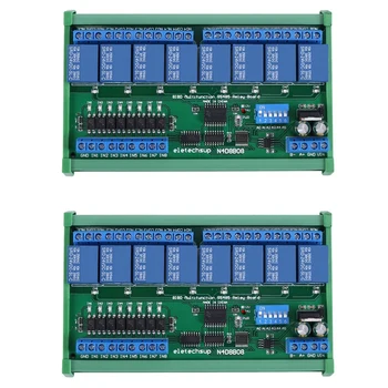 2X DC 24V 8-канальная релейная плата RS485 Modbus RTU UART Пульт дистанционного управления DIN35 для автоматического управления ПЛК