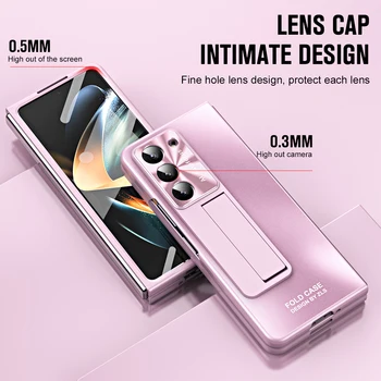 Чехол для телефона с полным покрытием 360 для Samsung Z Fold 5, процесс вакуумной глазури, защита от отпечатков пальцев, со складывающимся кронштейном