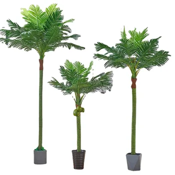 Имитация кокосовой пальмы PQF Зеленое растение Для украшения помещений и улицы, Искусственные деревья на полу торгового центра