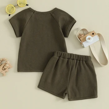 Wankitoi; Летняя одежда для маленьких мальчиков и девочек; пуловер с коротким рукавом; Футболка; Шорты; Комплект однотонной одежды для младенцев