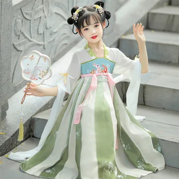 2023 Новый стиль Девушки Ханфу Китайский Стиль Супер Сказочное Летнее платье Детский Древний Танцевальный костюм Девушка Китайское платье Традиционное