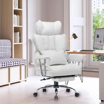 Эргономичное офисное кресло, большое и высокое, из искусственной кожи с высокой спинкой, Широкое компьютерное кресло, кресло для руководителей, поясничная поддержка, подставка для ног
