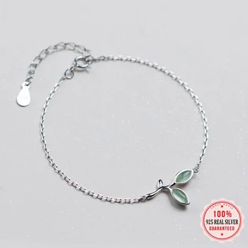 Аутентичные браслеты из стерлингового серебра 925 пробы с милыми листьями Для женщин, Ювелирные украшения на годовщину свадьбы DB511