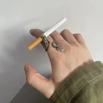 Винтажный модный позолоченный мундштук для сигарет, кольцо из кронштейна для мундштука, кольца с драконом для мужчин, индивидуальное украшение для рук, подарок