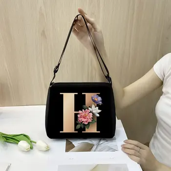 Новая сумочка с буквенным рисунком 25x30 см Женская модная портативная сумка через плечо подмышкой холщовая сумка на одно плечо