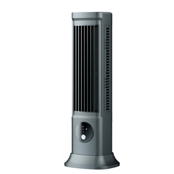 Настольный вентилятор без лопастей, Бесшумный настольный башенный вентилятор, Портативный кондиционер, перезаряжаемый через USB, 3 скорости (черный)