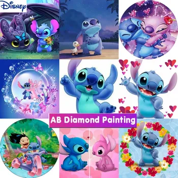 Disney Lilo & Stitch 5D с алмазной росписью, Вышивка крестиком, Картина из горного хрусталя, Алмазная мозаика, украшение детской комнаты, Гл.