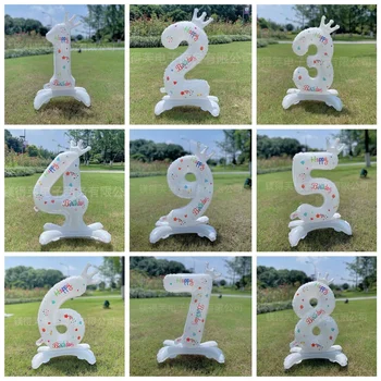 32-дюймовые воздушные шары с номером 0-9 Белая корона на День рождения 