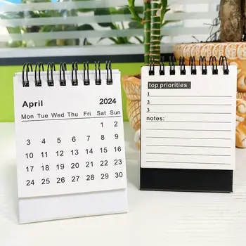 Черный Белый 2024 2025 Настольный Календарь Kawaii Coil Calendar Ежедневный Офисный Ежемесячный Милый Планировщик Список Расходных Материалов Do To Agenda Organ U4U7
