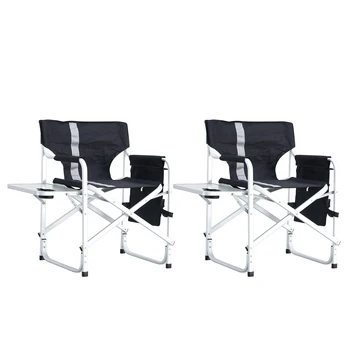 Складной уличный стул с мягкой обивкой из 2 частей, приставным столиком и карманами для хранения, легкий негабаритный режиссерский стул для внутреннего, наружного