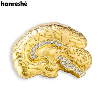 Брошь Hanreshe Brain с кристаллами, анатомия, неврология, медицинский нагрудный значок на рюкзаке, корсаж для подарков доктору и медсестре