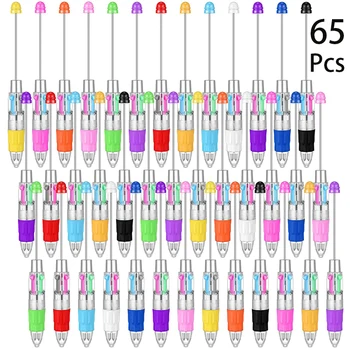 65шт шариковых ручек 4 в 1 с бисером Пластиковые ручки из бисера Многоцветная ручка в одном Шариковые ручки из бисера Шариковая ручка из бисера своими руками