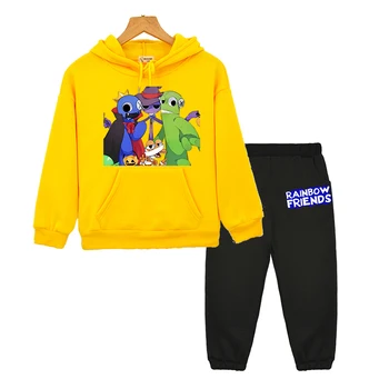 Комплекты с капюшоном Rainbow Friend аниме толстовка для девочек и мальчиков Осенняя толстовка y2k sudadera Повседневный флисовый пуловер детская бутик-одежда