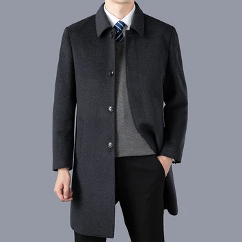 2023 новое поступление, зимняя куртка, мужское модное Шерстяное пальто, Мужской Повседневный шерстяной тренч, Мужская Модельная куртка, мужской полный Размер M-4XL DY117