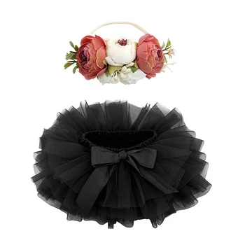 Удобные для кожи Комплекты юбок-пачки для маленьких девочек С повязкой на голову в виде цветка Из полиэстера, Красивые