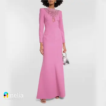 Выпускное платье Amelia с круглым вырезом в Дубае, длинные рукава, вечернее платье в пол, Женские вечерние платья для дня рождения, свадьбы, Вечеринки в Аравии