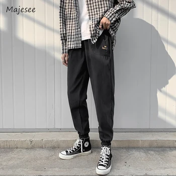 Повседневные брюки Мужские Harajuku, Свободные, универсальные, Шикарный Корейский стиль, уличная одежда длиной до щиколоток, Модная простая осенняя популярная студенческая повседневная одежда