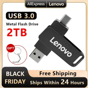 Lenovo 2 ТБ USB Флэш-Накопитель 1 ТБ OTG Флеш-Накопитель 512 ГБ 256 ГБ Флешка Водонепроницаемая USB-Память 128 ГБ U-Флешка Для Телефонов, Планшетов, ПК, Телевизора