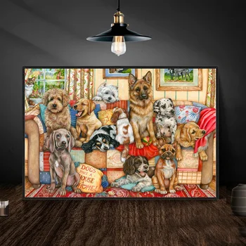 Мультяшный Цветочный Садовый пейзаж, 5D Наборы для алмазной живописи, милые животные, собаки, Самодельные дрели, Мозаичная вышивка крестиком, плакат