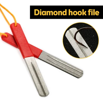 1шт Алмазный камень Точилка для рыболовных крючков нахлыстом Брелок для ключей для ножей Тройной рыболовный крючок напильник для пальцев походный шлифовальный инструмент