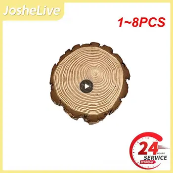 1-8 штук круглых необработанных деревянных ломтиков толщиной 6-15 см из натуральной сосны, круги с бревенчатыми дисками из коры дерева, поделки, роспись для свадебной вечеринки