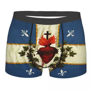 Мужские трусы-боксеры с флагом Святого Сердца Квебека, нижнее белье с высокой воздухопроницаемостью, идея подарка высокого качества