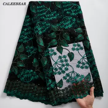 Новейший Дизайн Зеленой Французской Сетчатой Кружевной Ткани С Вышивкой Сетка Африканская Кружевная Ткань Тюль Кружевной Материал Для Свадебного Платья S2369