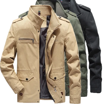 Осенняя куртка, мужские деловые костюмы из 100% хлопка, повседневная куртка-карго в стиле милитари с несколькими карманами, пальто, мужская ветровка Chaqueta Hombre