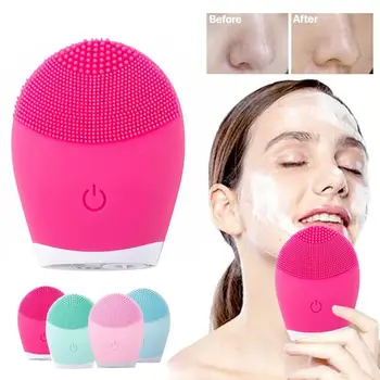 Электрическая силиконовая щетка для лица, очищающий массажер для кожи, вибрационное звуковое очищающее средство для лица с глубокими порами
