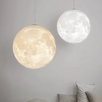 Люстра в виде луны с 3D-печатью в скандинавском стиле, простая детская комната, лампа для спальни, украшение ресторана, маленькая люстра romantic planet