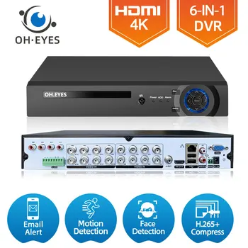 16-Канальный AHD DVR Охранная Система 8MP XMEYE Face Detection 6 в 1 Гибридный Видеорегистратор Видеонаблюдения 4K 16CH CCTV Цифровой Видеомагнитофон