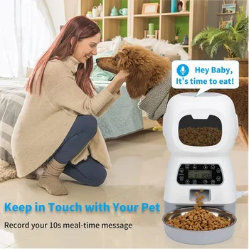 Автоматический умный дозатор Cat для кормления собак, Стальной Таймер для кормления домашних животных из нержавеющей стали, Автоматическая миска для кошек и собак для