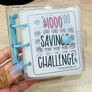 1000 Savings Challenge Prefdo Money Saving Binder Мини-бюджетный биндер с денежными конвертами Простой и увлекательный способ сэкономить 1000 долларов наличными