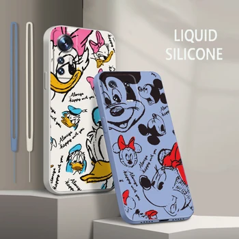 Love Minnie Mouse Для Xiaomi Mi 13 12 12T 11 11T 10 10T 9 9SE Lite Pro Ultra A3 Жидкий Веревочный Силиконовый Чехол Для Телефона Coque Capa Funda