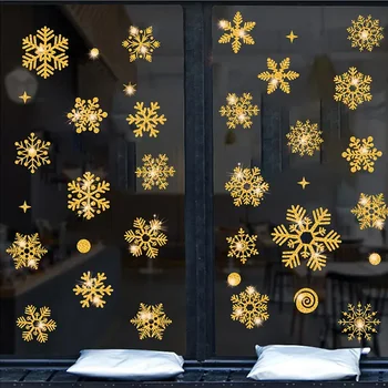 электростатическая наклейка с эффектом снежинки на окно, Рождественские наклейки на стену, украшение дома для детской комнаты, Новогодние обои