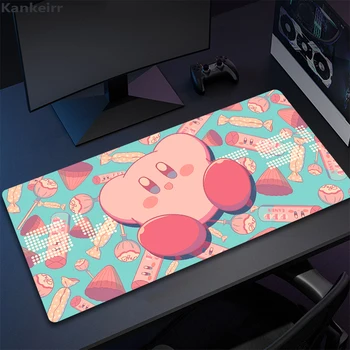 коврик для мыши из аниме kawaii K-Kirbys с резиновым фиксирующим краем Otaku, Большой Удлиненный ноутбук, Настольный Коврик, Клавиатуры, Настольный коврик в подарок